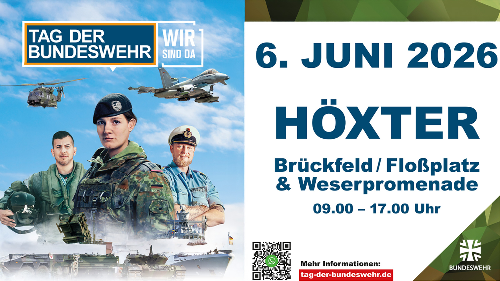 Tag der Bundeswehr 2026 in Höxter: Bundeswehr präsentiert sich an der Weserpromenade und am Wasserübungsplatz Brückfeld